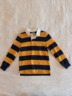 Lands' End Kids Striped Rugby Polo in Navy and Gold (L; new w/o tag)